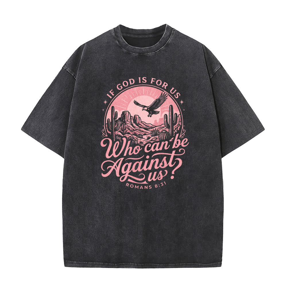 Christianartworkshop Wenn Gott für uns ist – Desert Eagle Cactus Römer 8,31 – Unisex-T-Shirt mit westlichem Glaubensmotiv - image 5
