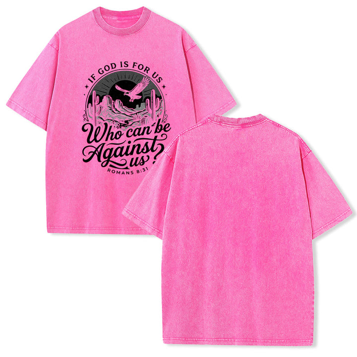 Christianartworkshop Wenn Gott für uns ist – Desert Eagle Cactus Römer 8,31 – Unisex-T-Shirt mit westlichem Glaubensmotiv - Rosa - 5XL - image 19