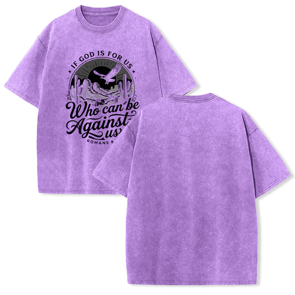 Christianartworkshop Wenn Gott für uns ist – Desert Eagle Cactus Römer 8,31 – Unisex-T-Shirt mit westlichem Glaubensmotiv - Lila - 5XL - image 22