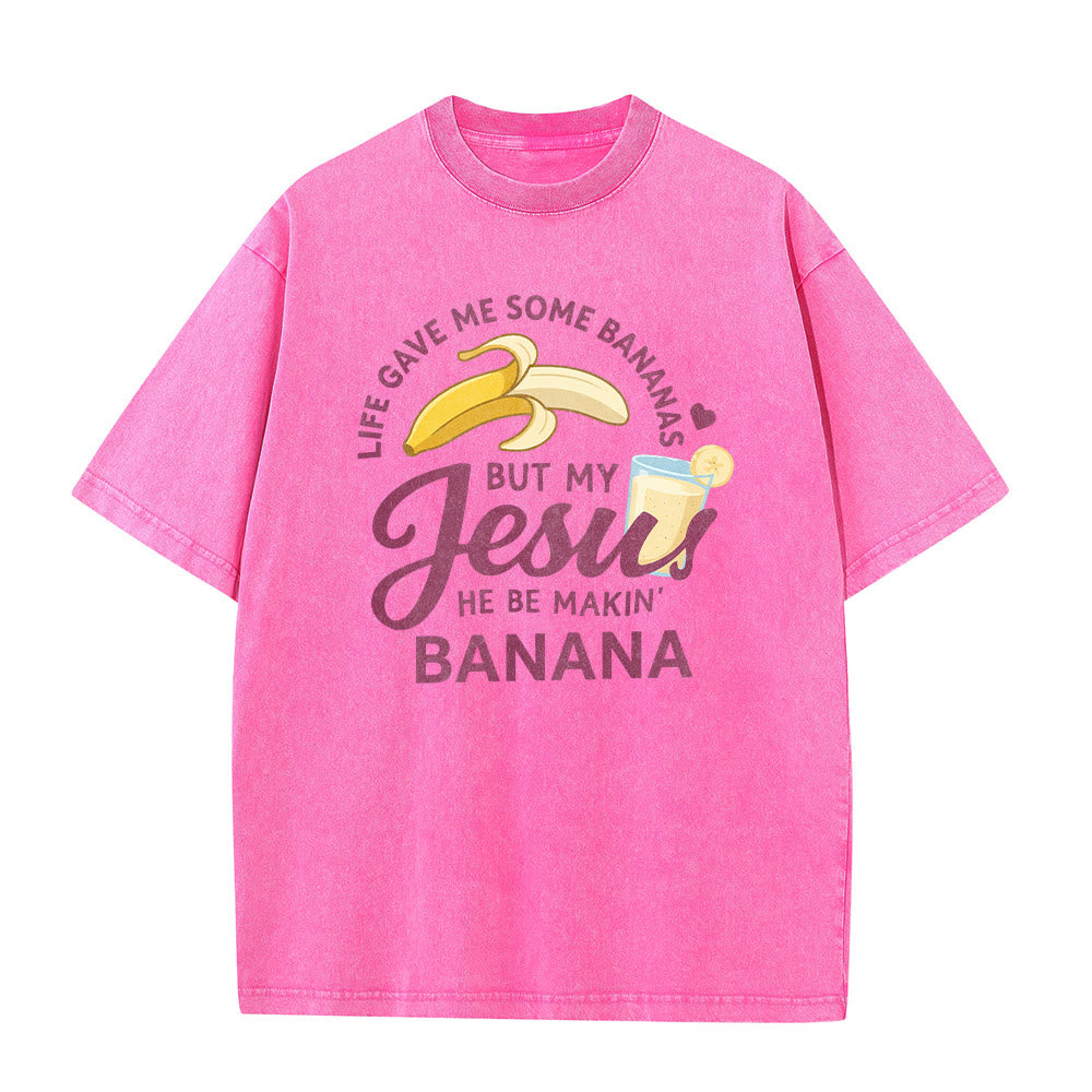 Christianartworkshop Das Leben gab mir Bananen, aber mein Jesus macht Bananengetränk – Grafik-T-Shirt (gewaschen) - image 20