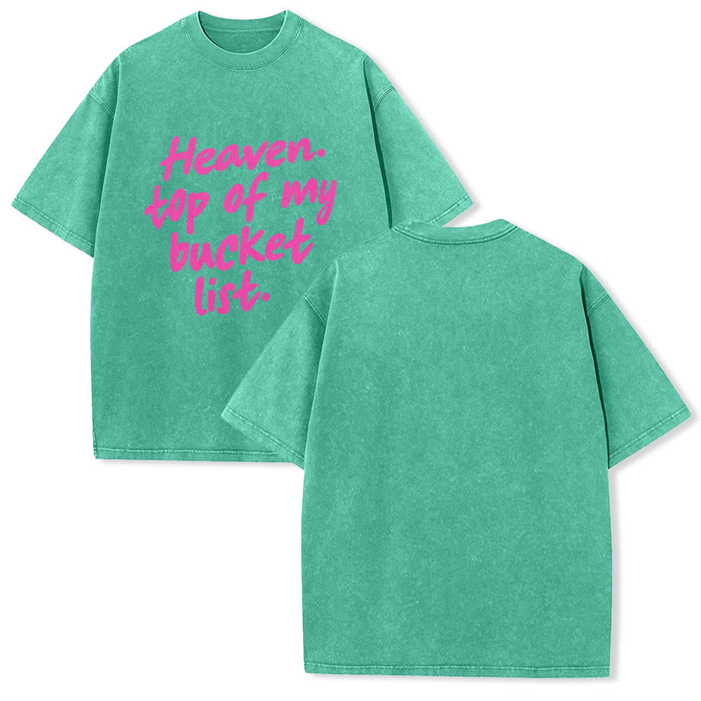Christianartworkshop Himmel ganz oben auf meiner Wunschliste Weiche Schreibschrift Glaube gewaschenes Unisex-T-Shirt - Grün - 5XL - image 1