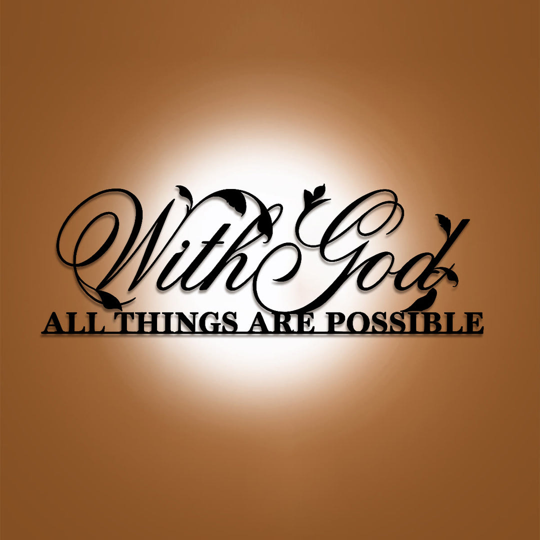 Christianartworkshop Zartes Wandbild aus Metall mit Weinlaub-Akzent und Bibelvers: Inspirierendes Deko-Element fürs Wohnzimmer - image 0