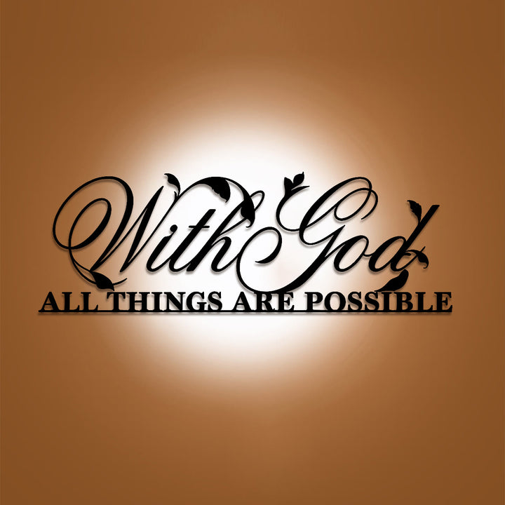 Christianartworkshop Zartes Wandbild aus Metall mit Weinlaub-Akzent und Bibelvers: Inspirierendes Deko-Element fürs Wohnzimmer - image 0