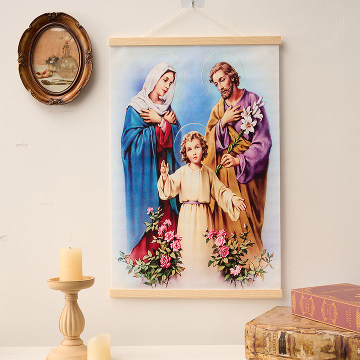 Christianartworkshop Unbeflecktes Herz Mariä, Jesus und Heilige Familie – Wandbild aus Naturholz (Rollenbild) - Heilige Familie - 15,75''*24''/40*60cm - image 4