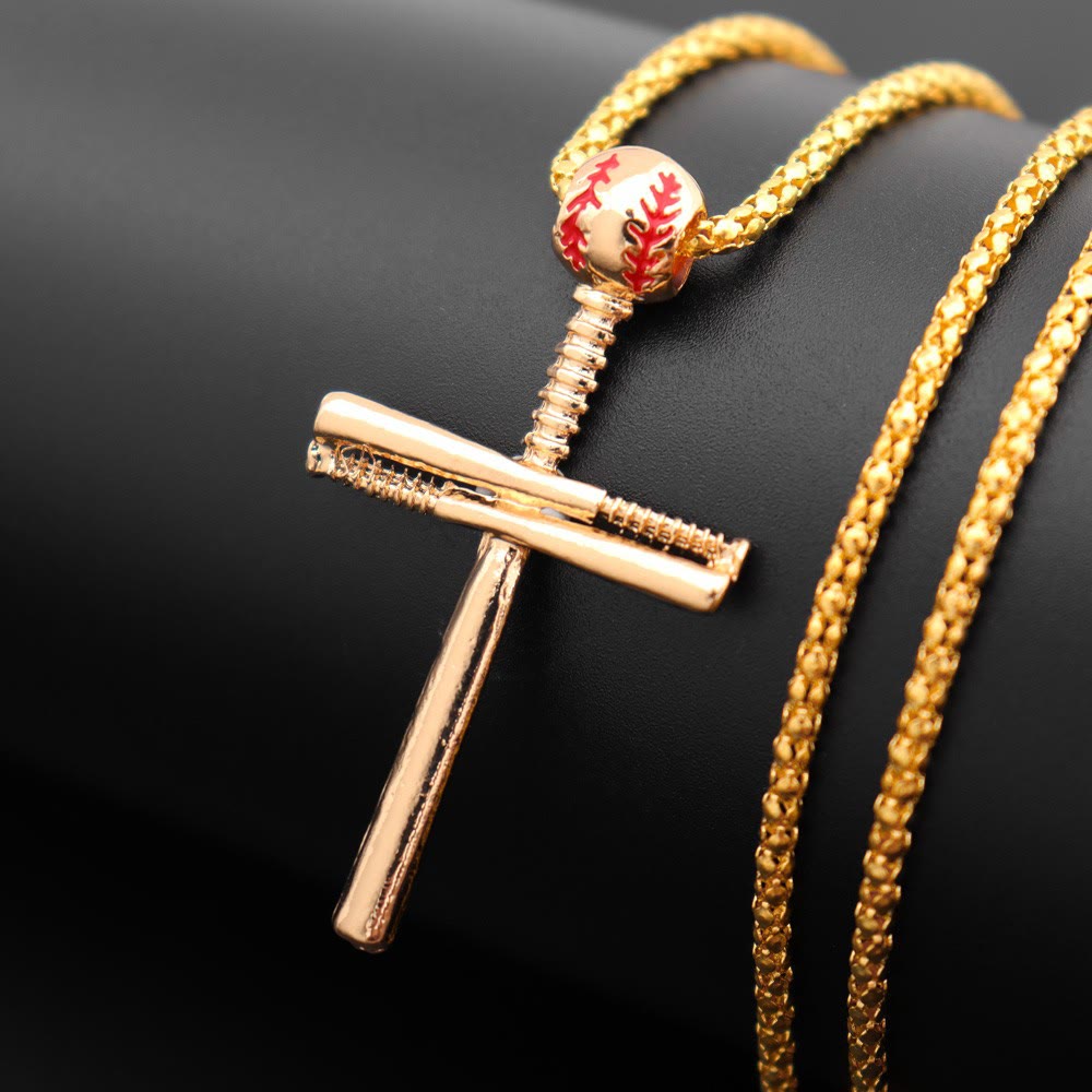 Christianartworkshop Halskette mit Baseballschläger-Kreuz: Symbol für sportliche Ausdauer und unerschütterliche Anmut - Golden - image 1