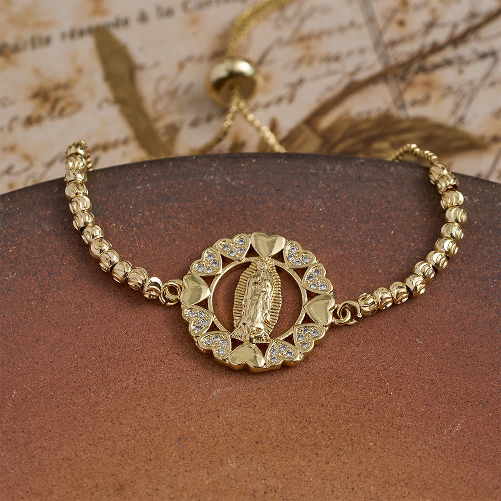 Christianartworkshop Armband mit Mini-Perlenkette und Kristallrahmen „Unsere Liebe Frau“: Symbol sanften himmlischen Schutzes - A - image 1