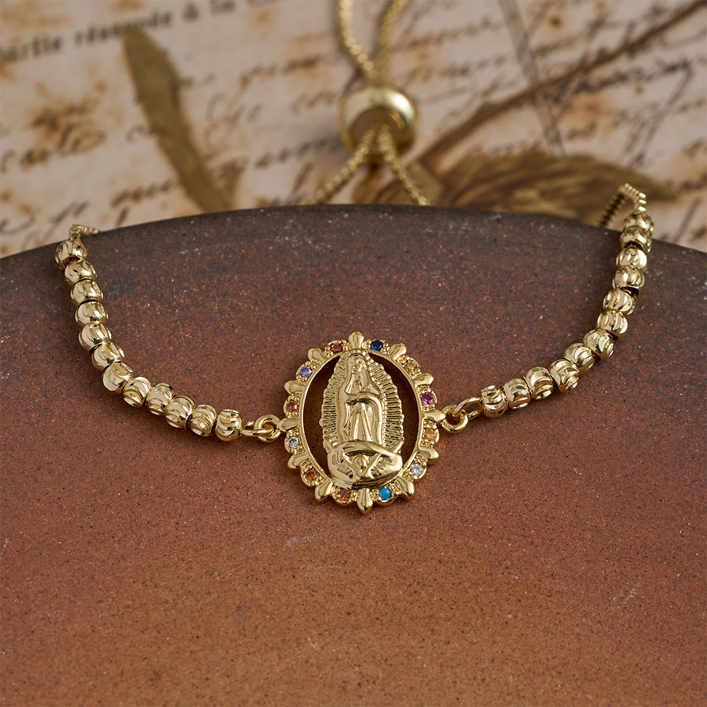 Christianartworkshop Armband mit Mini-Perlenkette und Kristallrahmen „Unsere Liebe Frau“: Symbol sanften himmlischen Schutzes - C - image 5