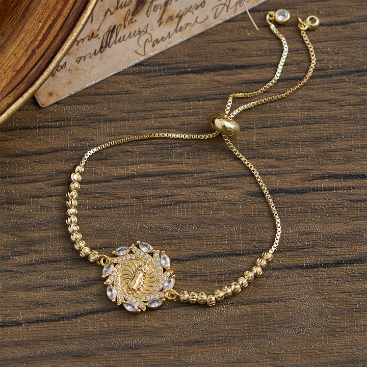 Christianartworkshop Armband mit Mini-Perlenkette und Kristallrahmen „Unsere Liebe Frau“: Symbol sanften himmlischen Schutzes - image 4