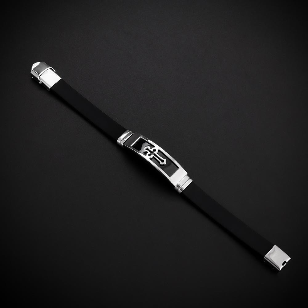 Christianartworkshop Armband aus Edelstahl und Silikon mit hohlem Kreuzmotiv: Symbol subtiler, beständiger Gnade - image 6