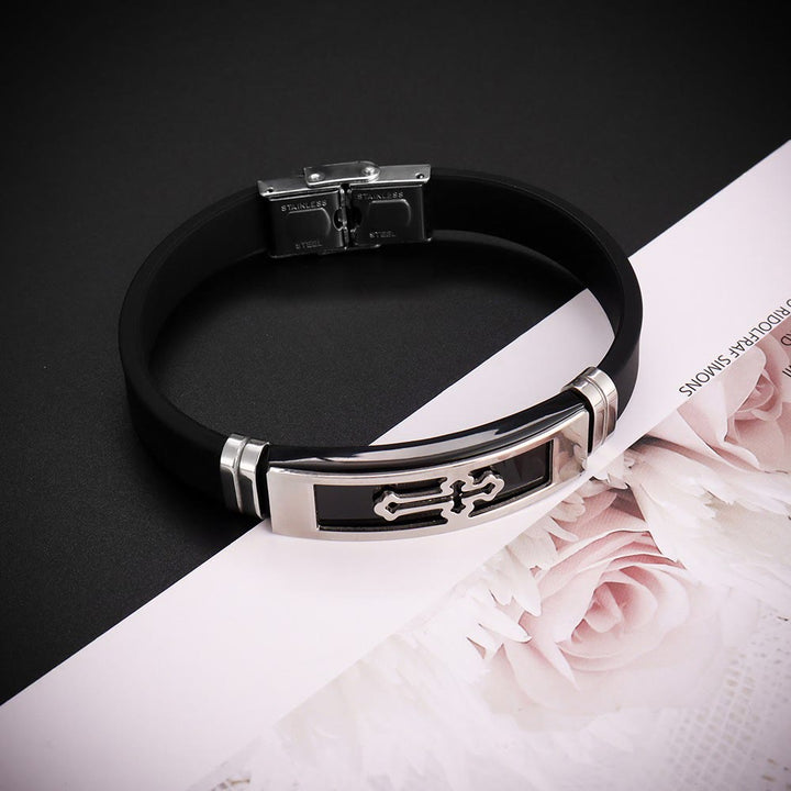 Christianartworkshop Armband aus Edelstahl und Silikon mit hohlem Kreuzmotiv: Symbol subtiler, beständiger Gnade - image 5