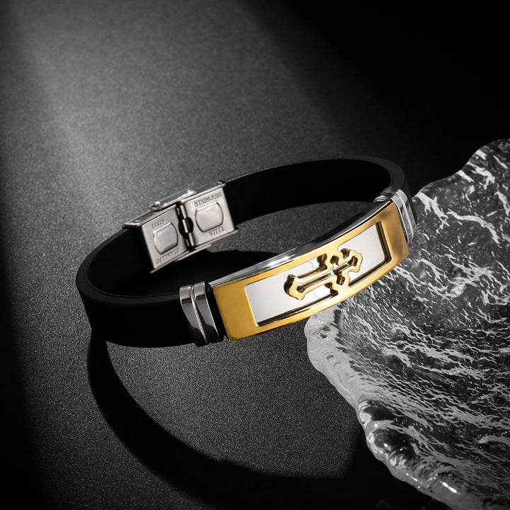 Christianartworkshop Armband aus Edelstahl und Silikon mit hohlem Kreuzmotiv: Symbol subtiler, beständiger Gnade - Silber & Gold - image 3