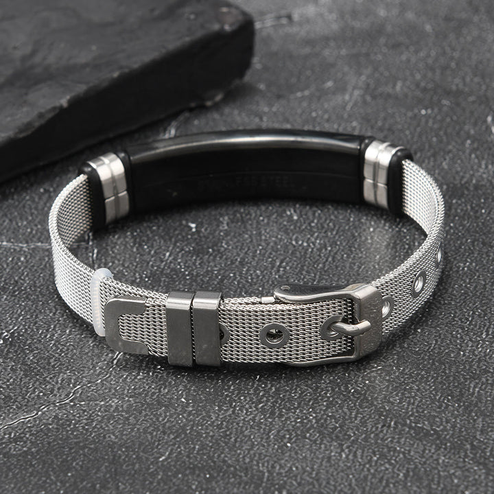 Christianartworkshop Zweifarbiges Armband mit erhabenem Kreuzmuster und Dornschließe aus Edelstahl: Symbol minimalistischer, beständiger Anmut - image 9
