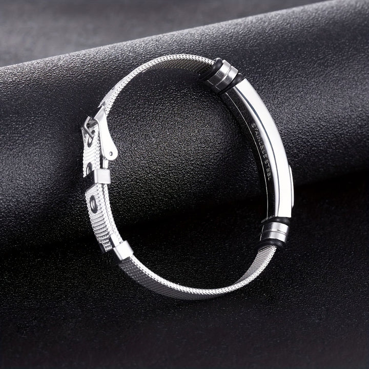 Christianartworkshop Zweifarbiges Armband mit erhabenem Kreuzmuster und Dornschließe aus Edelstahl: Symbol minimalistischer, beständiger Anmut - image 10