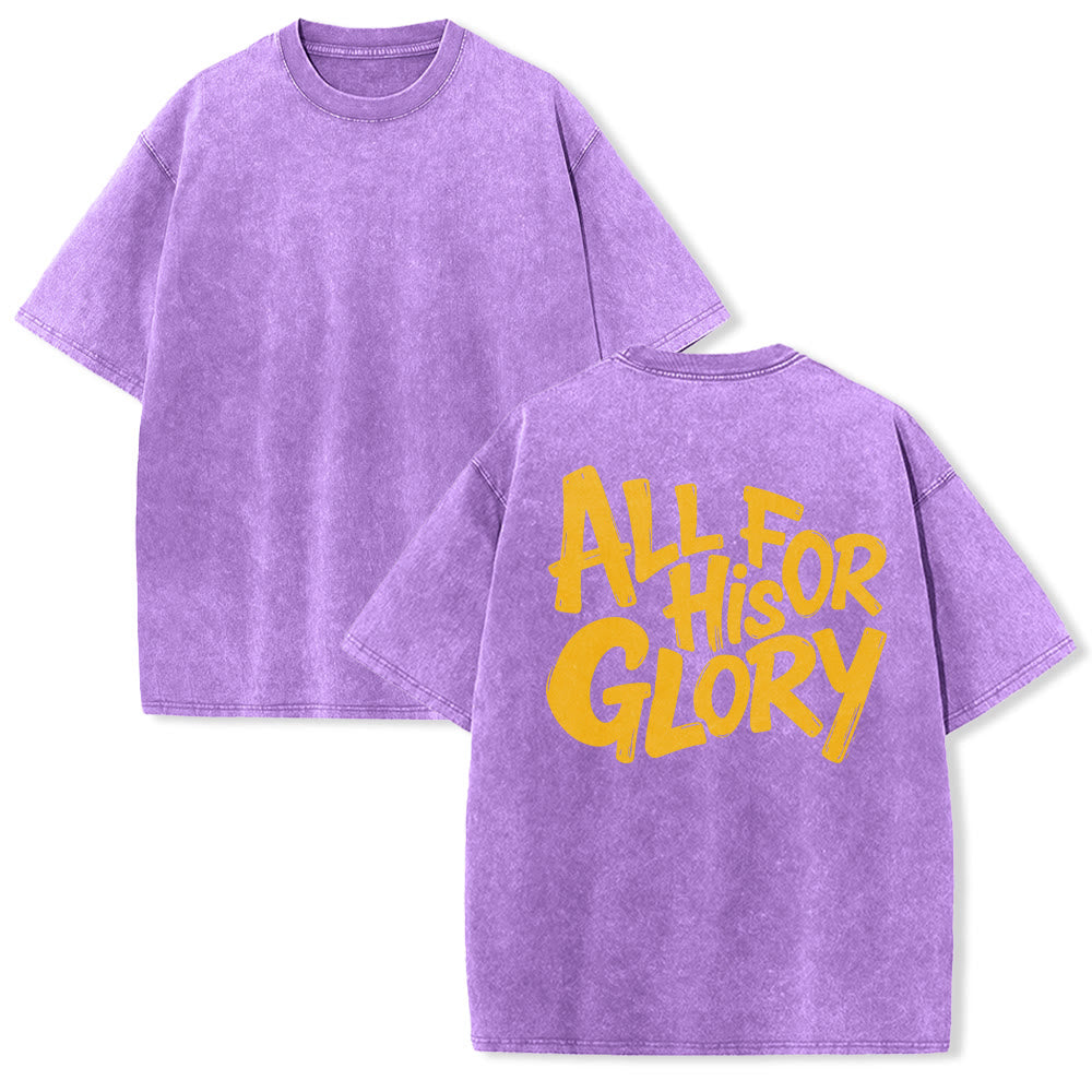 Christianartworkshop „All For His Glory“ – T-Shirt mit dickem, handgezeichnetem Bubble-Schriftzug auf der Rückseite – Vintage-Waschung – Unisex - Lila - 5XL - image 1