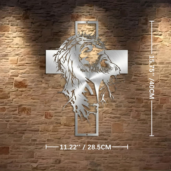 Christianartworkshop Dornenkrone Jesuskreuz Wanddeko aus Metall: Ausdruck tiefen Glaubens  - Silber - 11,22''*15,75''*0,04''/28,5 cm*40 cm*0,1 cm - image 14