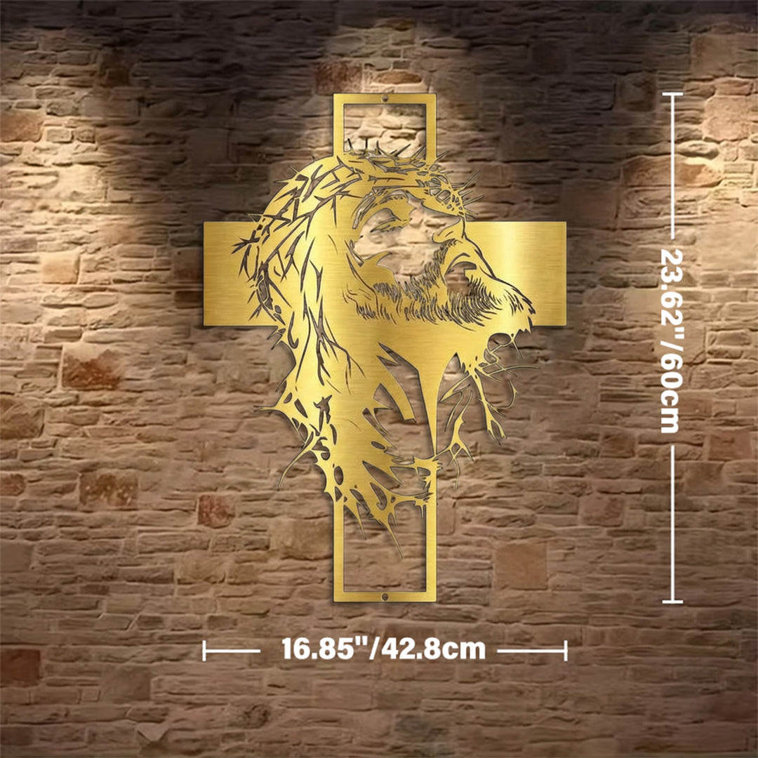 Christianartworkshop Dornenkrone Jesuskreuz Wanddeko aus Metall: Ausdruck tiefen Glaubens  - Golden - 16,85''*23,62''*0,05''/42,8 cm*60 cm*0,12 cm - image 12