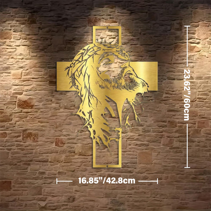 Christianartworkshop Dornenkrone Jesuskreuz Wanddeko aus Metall: Ausdruck tiefen Glaubens  - Golden - 16,85''*23,62''*0,05''/42,8 cm*60 cm*0,12 cm - image 12