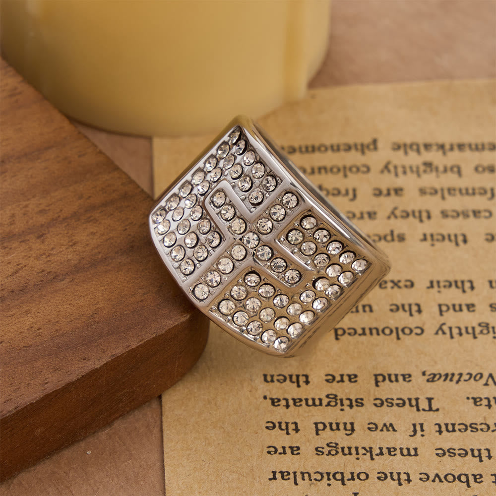 Christianartworkshop Zweifarbiger, polierter, dicker Ring mit vollständig mit Zirkonia besetztem Kreuz: Symbol für beständige, ruhige und spirituelle Gelassenheit - Silber - US 13 - image 3