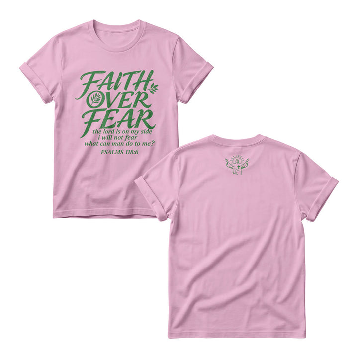 Christianartworkshop Glaube statt Angst – Olivenzweig (Psalm 118,6) – Damen-Rundhalsausschnitt mit geschwungenem Frontdruck - Rosa - 4XL - image 7