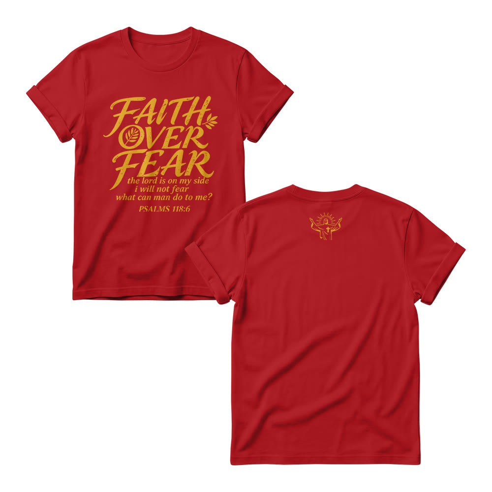 Christianartworkshop Glaube statt Angst – Olivenzweig (Psalm 118,6) – Damen-Rundhalsausschnitt mit geschwungenem Frontdruck - Rot - 4XL - image 10