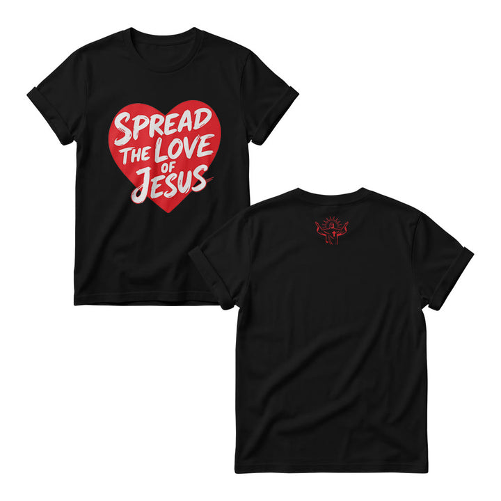Christianartworkshop Verbreite die Liebe Jesu – Damen-Rundhalspullover mit herzförmigem, handgeschriebenem Aufdruck - Schwarz - 4XL - image 6