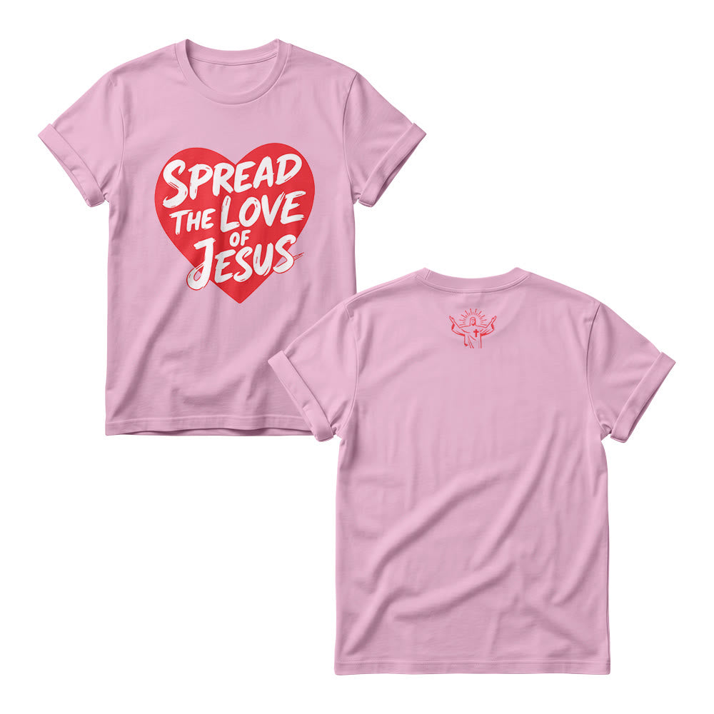 Christianartworkshop Verbreite die Liebe Jesu – Damen-Rundhalspullover mit herzförmigem, handgeschriebenem Aufdruck - Rosa - 4XL - image 4