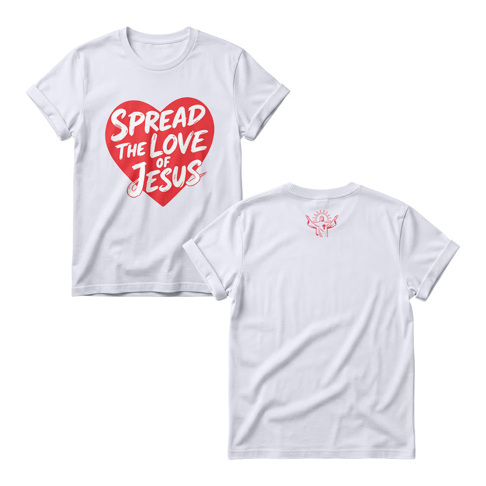Christianartworkshop Verbreite die Liebe Jesu – Damen-Rundhalspullover mit herzförmigem, handgeschriebenem Aufdruck - Weiß - 4XL - image 1