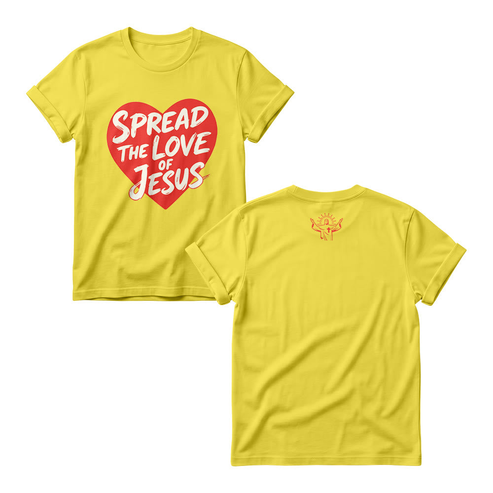 Christianartworkshop Verbreite die Liebe Jesu – Damen-Rundhalspullover mit herzförmigem, handgeschriebenem Aufdruck - Gelb - 4XL - image 2