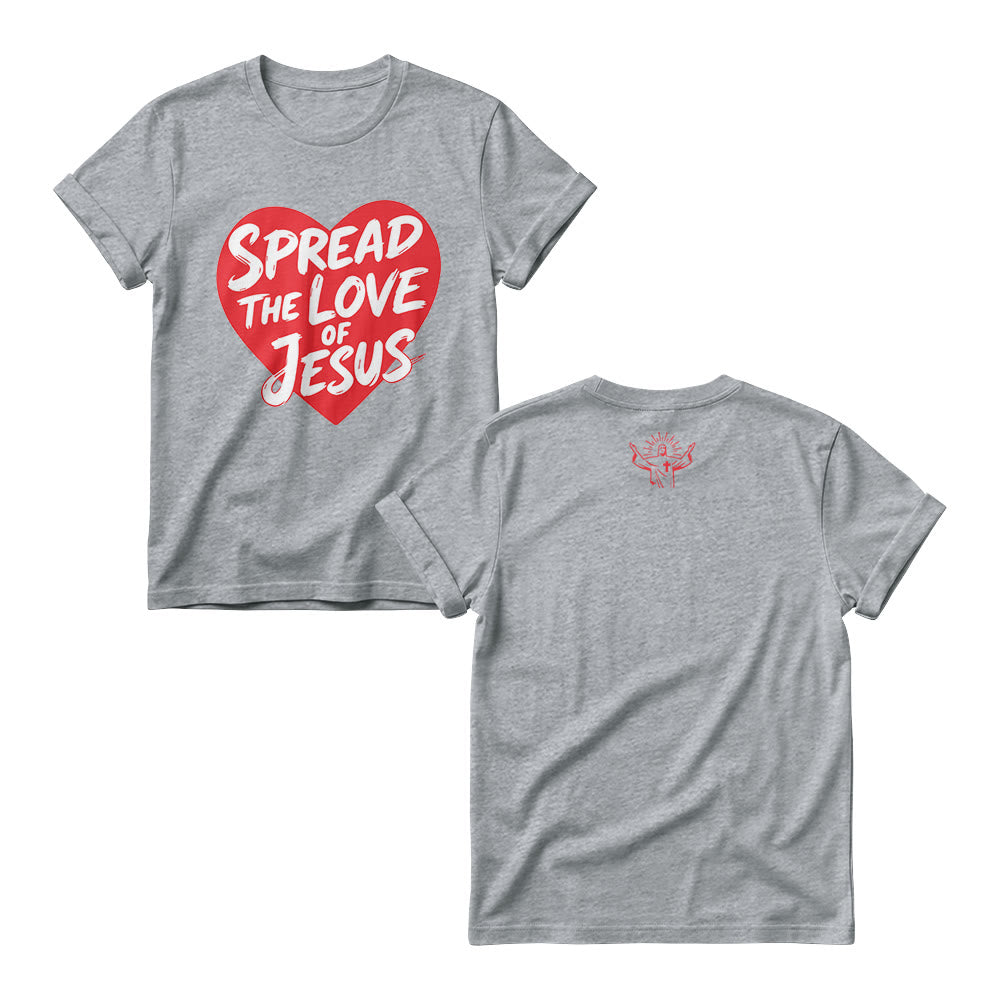 Christianartworkshop Verbreite die Liebe Jesu – Damen-Rundhalspullover mit herzförmigem, handgeschriebenem Aufdruck - Grau - 4XL - image 3