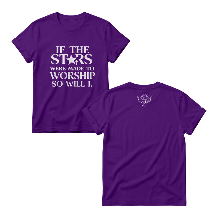 Christianartworkshop Wenn die Sterne dazu bestimmt wären, Kreuzsterne anzubeten (ersetzen Sie Serifenbuchstaben) – Damen-Rundhalsausschnitt mit Frontprint - Lila - 4XL - image 7