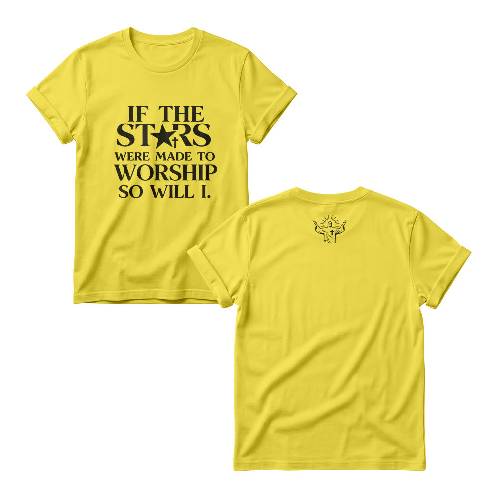 Christianartworkshop Wenn die Sterne dazu bestimmt wären, Kreuzsterne anzubeten (ersetzen Sie Serifenbuchstaben) – Damen-Rundhalsausschnitt mit Frontprint - Gelb - 4XL - image 3