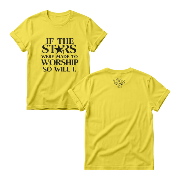 Christianartworkshop Wenn die Sterne dazu bestimmt wären, Kreuzsterne anzubeten (ersetzen Sie Serifenbuchstaben) – Damen-Rundhalsausschnitt mit Frontprint - Gelb - 4XL - image 3