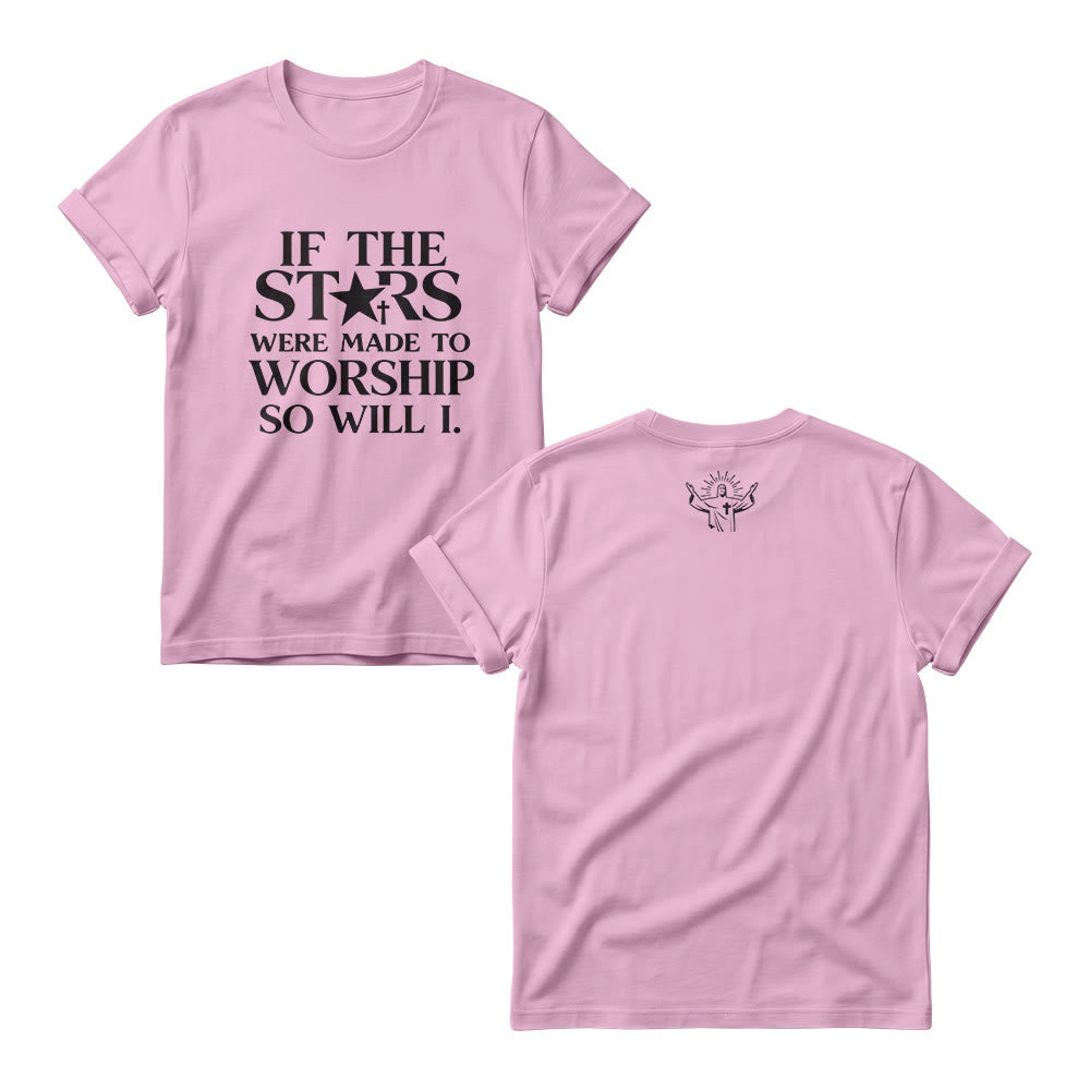 Christianartworkshop Wenn die Sterne dazu bestimmt wären, Kreuzsterne anzubeten (ersetzen Sie Serifenbuchstaben) – Damen-Rundhalsausschnitt mit Frontprint - Rosa - 4XL - image 4