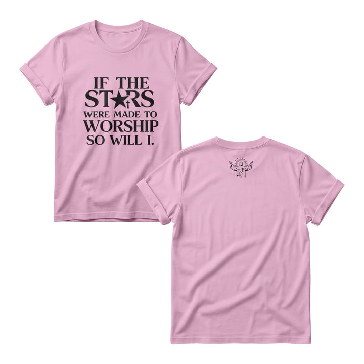 Christianartworkshop Wenn die Sterne dazu bestimmt wären, Kreuzsterne anzubeten (ersetzen Sie Serifenbuchstaben) – Damen-Rundhalsausschnitt mit Frontprint - Rosa - 4XL - image 4