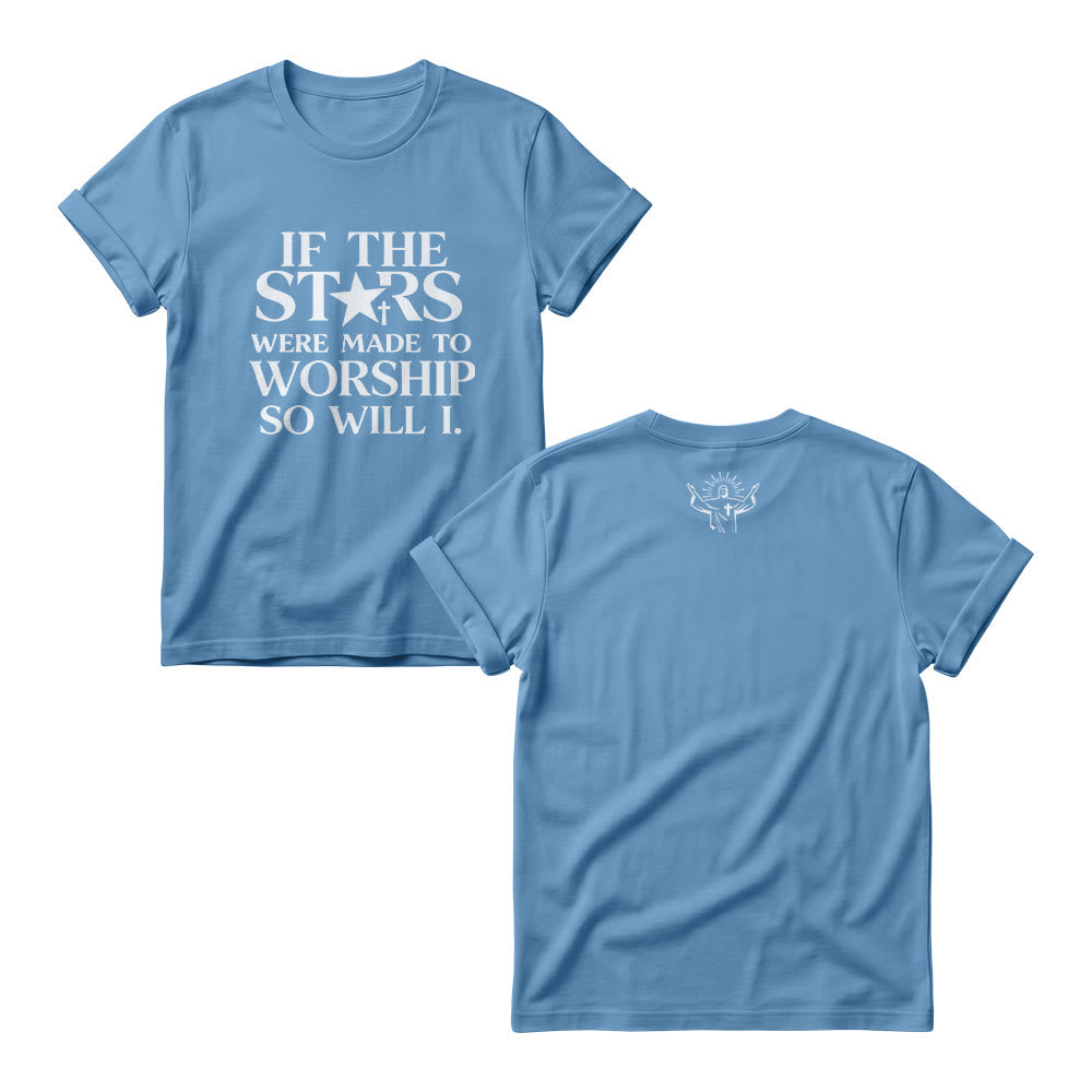 Christianartworkshop Wenn die Sterne dazu bestimmt wären, Kreuzsterne anzubeten (ersetzen Sie Serifenbuchstaben) – Damen-Rundhalsausschnitt mit Frontprint - Blau - 4XL - image 5
