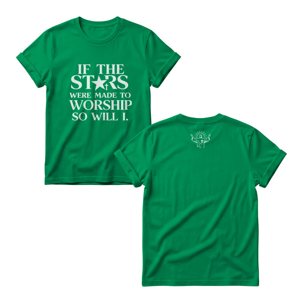 Christianartworkshop Wenn die Sterne dazu bestimmt wären, Kreuzsterne anzubeten (ersetzen Sie Serifenbuchstaben) – Damen-Rundhalsausschnitt mit Frontprint - Grün - 4XL - image 9