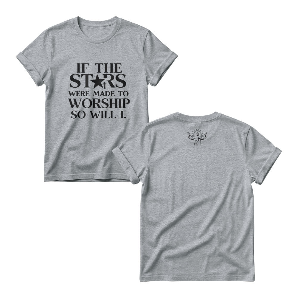 Christianartworkshop Wenn die Sterne dazu bestimmt wären, Kreuzsterne anzubeten (ersetzen Sie Serifenbuchstaben) – Damen-Rundhalsausschnitt mit Frontprint - Grau - 4XL - image 1