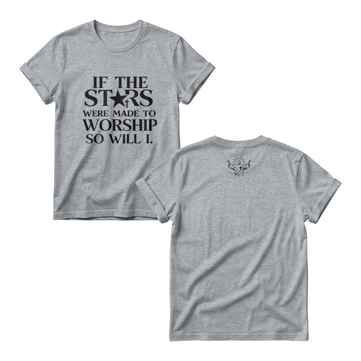 Christianartworkshop Wenn die Sterne dazu bestimmt wären, Kreuzsterne anzubeten (ersetzen Sie Serifenbuchstaben) – Damen-Rundhalsausschnitt mit Frontprint - Grau - 4XL - image 1