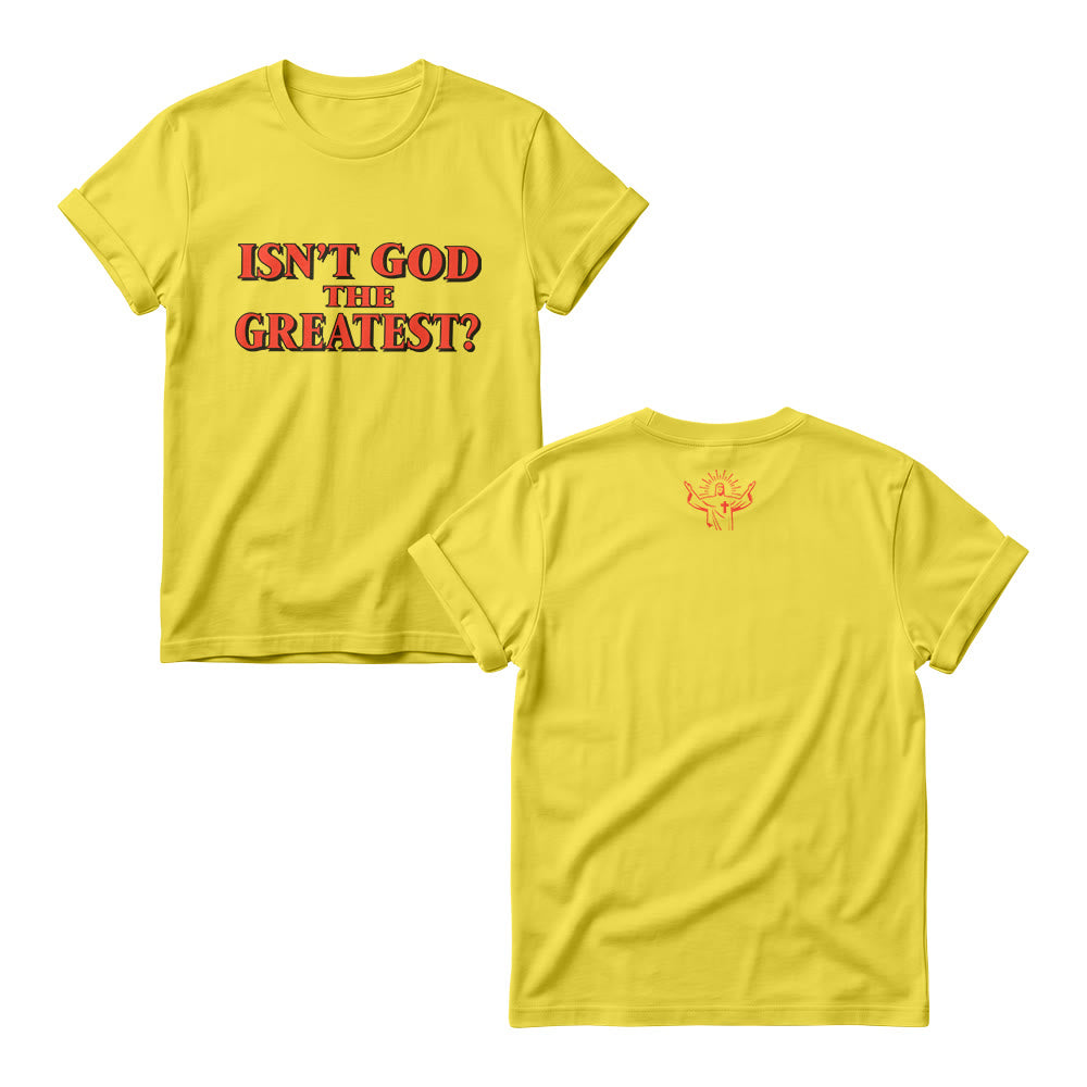 Christianartworkshop Ist Gott nicht der Größte? Kräftiger Kontrast, Serifenschrift, Frontprint, Damen-Rundhalsausschnitt - Gelb - 4XL - image 2