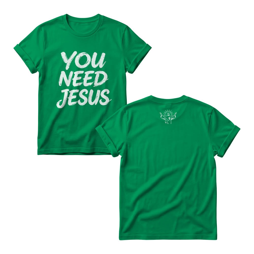 Christianartworkshop You Need Jesus Damen-Rundhalsausschnitt mit Used-Look-Schriftzug - Grün - 4XL - image 9