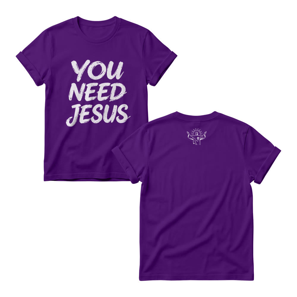 Christianartworkshop You Need Jesus Damen-Rundhalsausschnitt mit Used-Look-Schriftzug - Lila - 4XL - image 7