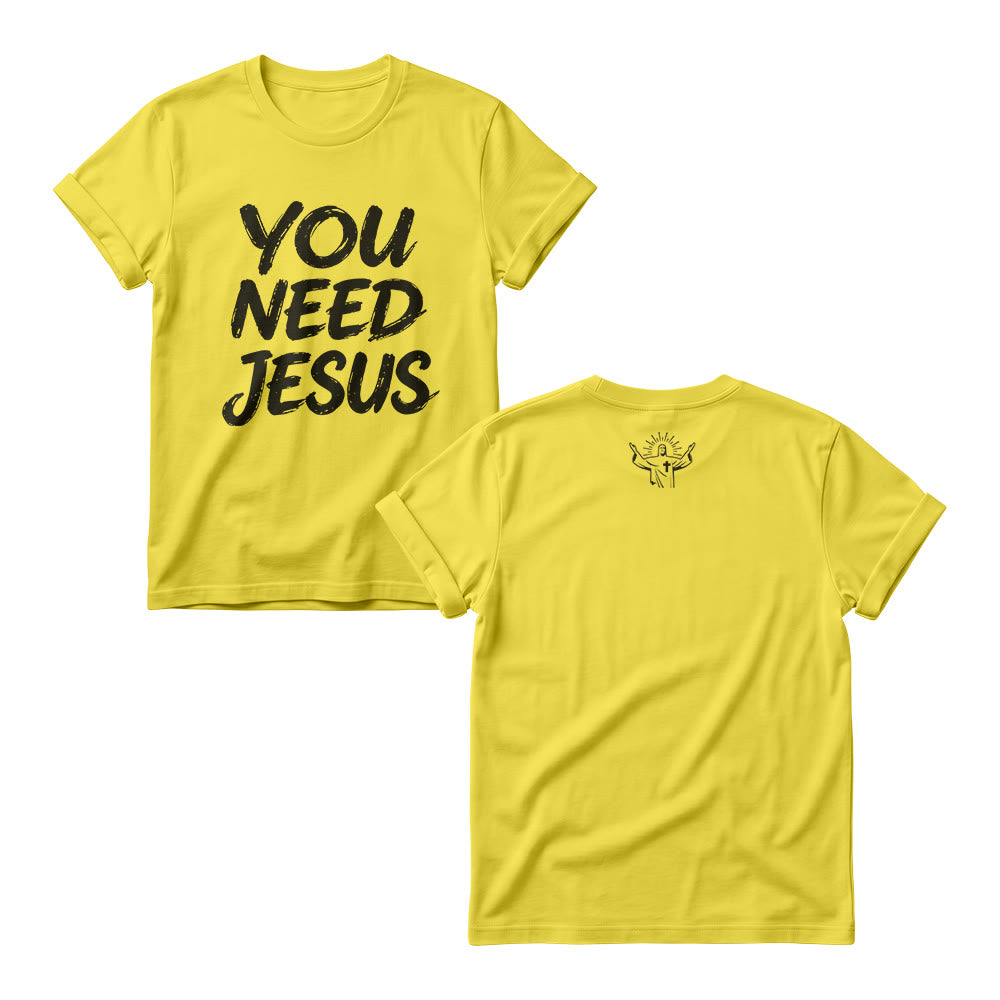 Christianartworkshop You Need Jesus Damen-Rundhalsausschnitt mit Used-Look-Schriftzug - Gelb - 4XL - image 3