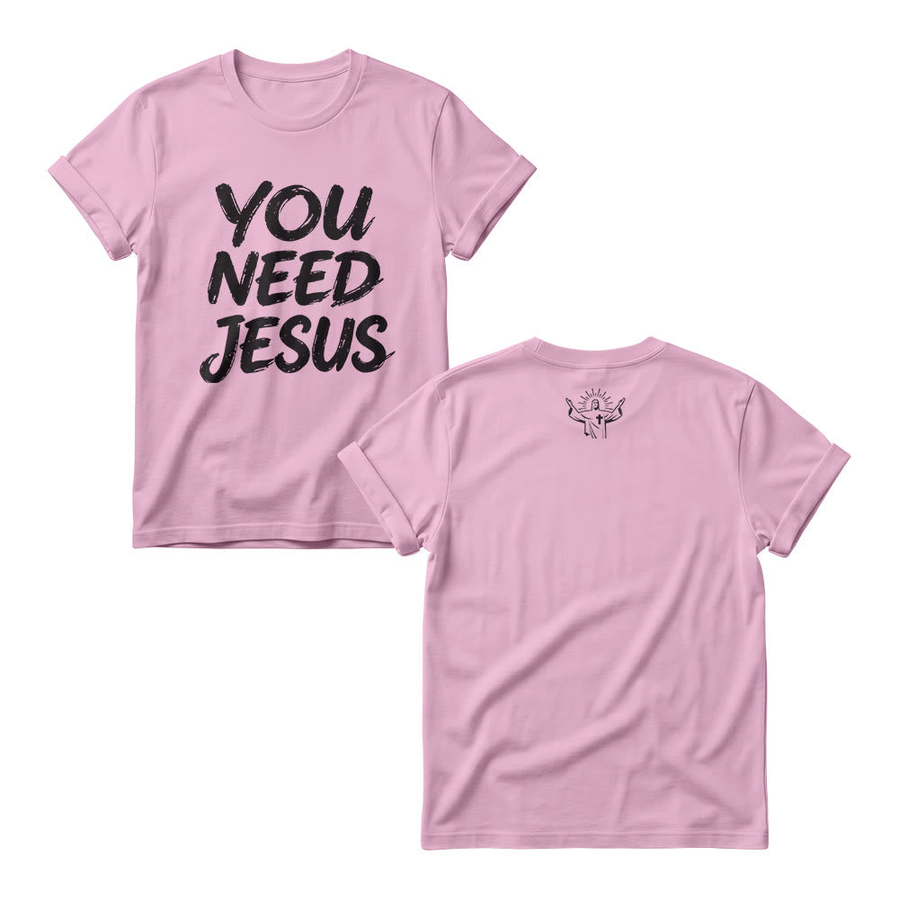 Christianartworkshop You Need Jesus Damen-Rundhalsausschnitt mit Used-Look-Schriftzug - Rosa - 4XL - image 5