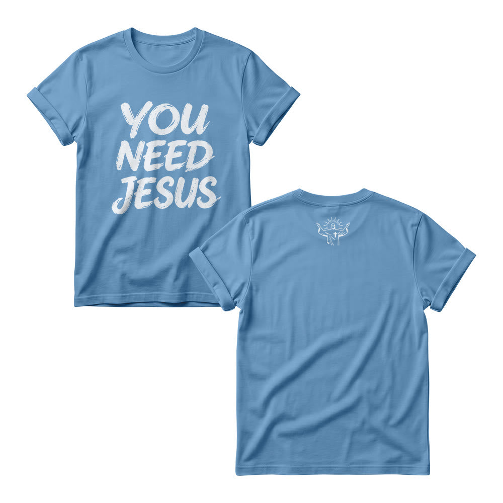 Christianartworkshop You Need Jesus Damen-Rundhalsausschnitt mit Used-Look-Schriftzug - Blau - 4XL - image 6