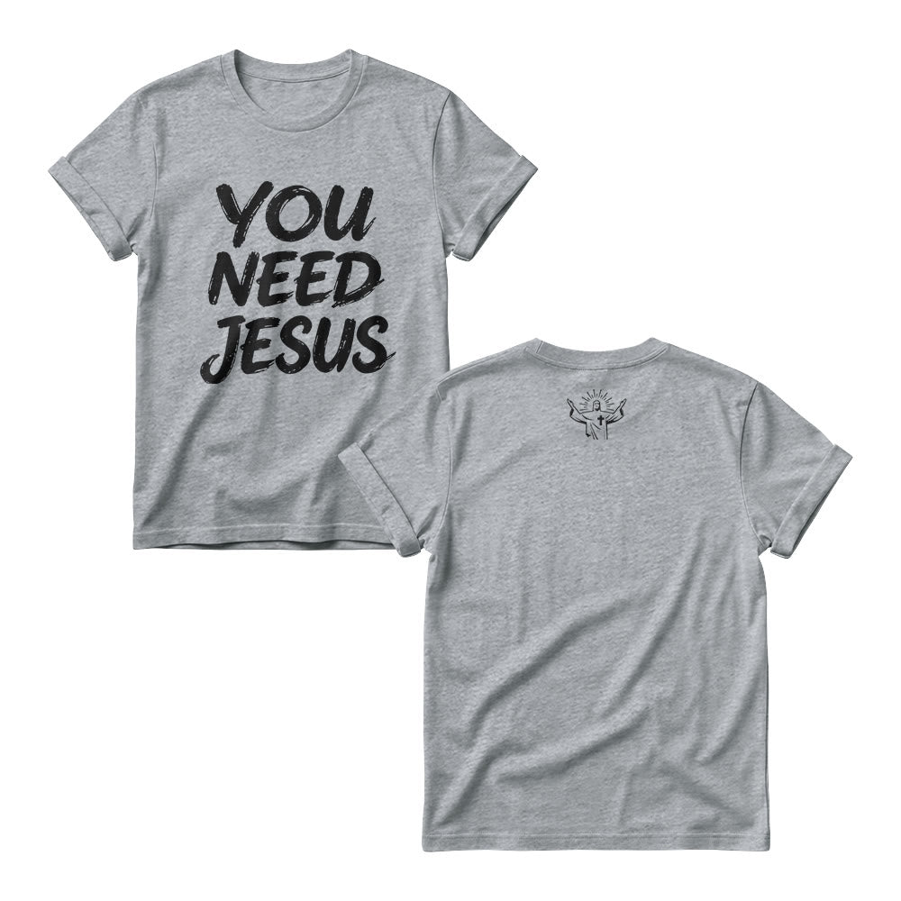 Christianartworkshop You Need Jesus Damen-Rundhalsausschnitt mit Used-Look-Schriftzug - Grau - 4XL - image 4
