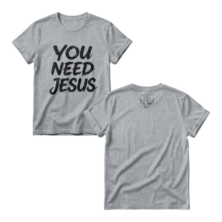 Christianartworkshop You Need Jesus Damen-Rundhalsausschnitt mit Used-Look-Schriftzug - Grau - 4XL - image 4