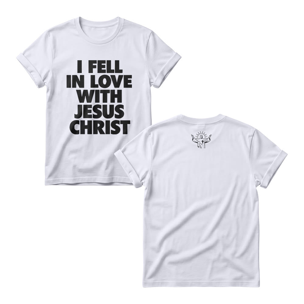 Christianartworkshop Ich habe mich in Jesus Christus verliebt – Damen-Rundhalspullover mit vertikalem, kräftigem Blockdruck auf der Vorderseite - Weiß - 4XL - image 2