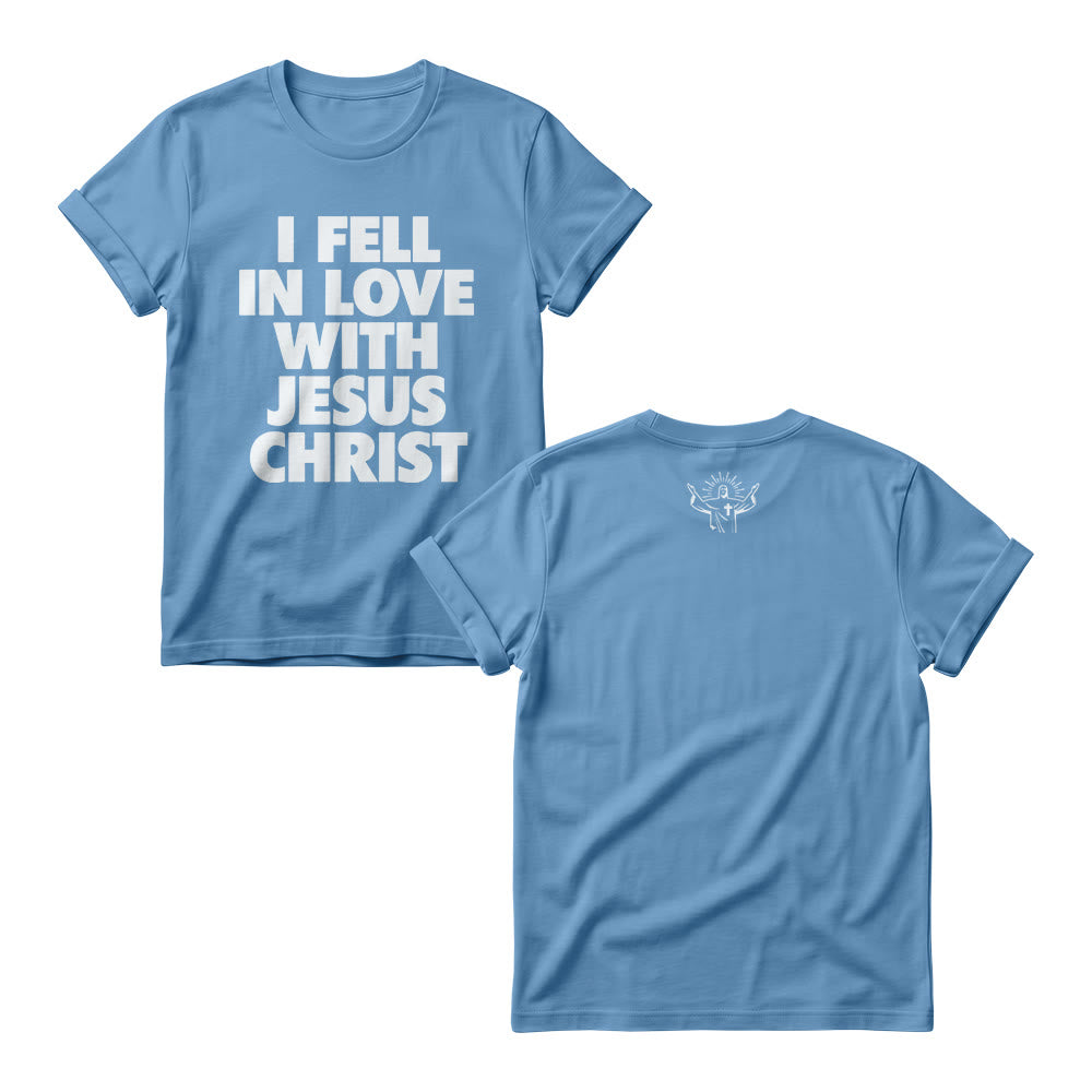 Christianartworkshop Ich habe mich in Jesus Christus verliebt – Damen-Rundhalspullover mit vertikalem, kräftigem Blockdruck auf der Vorderseite - Blau - 4XL - image 6