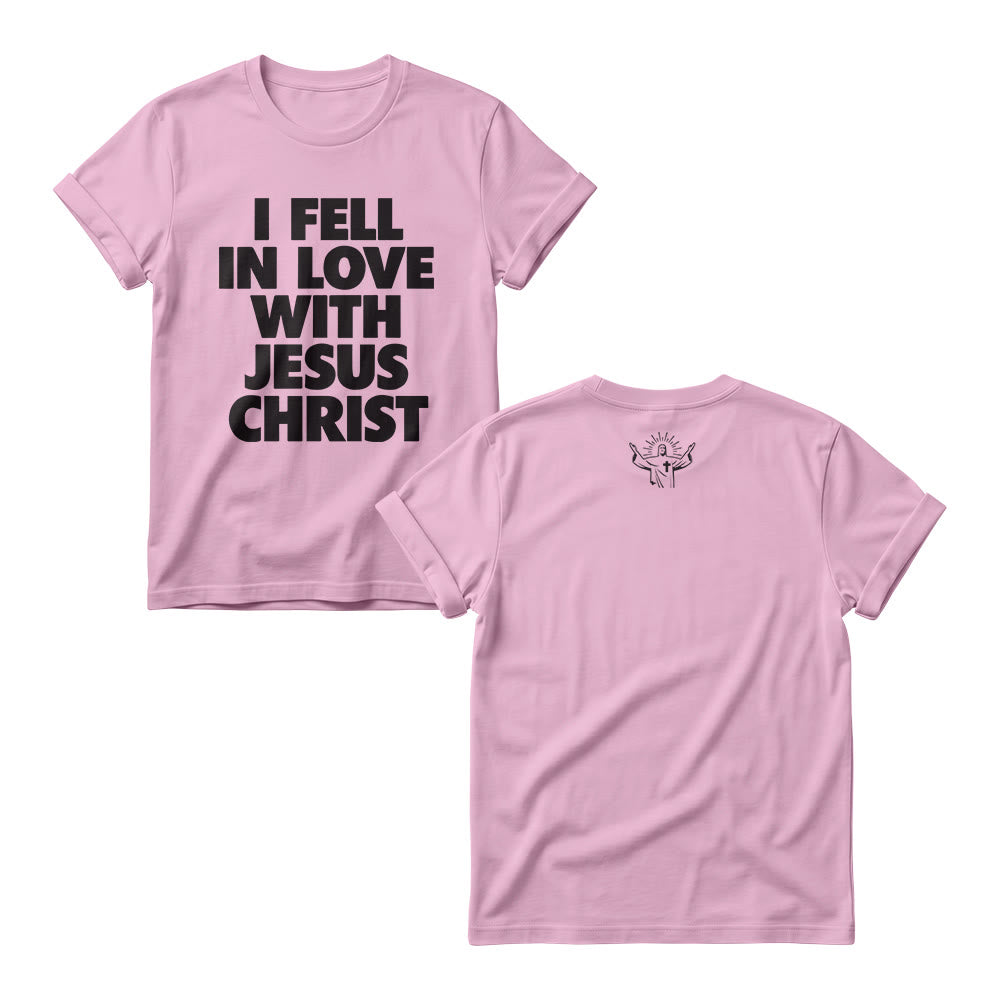 Christianartworkshop Ich habe mich in Jesus Christus verliebt – Damen-Rundhalspullover mit vertikalem, kräftigem Blockdruck auf der Vorderseite - Rosa - 4XL - image 5