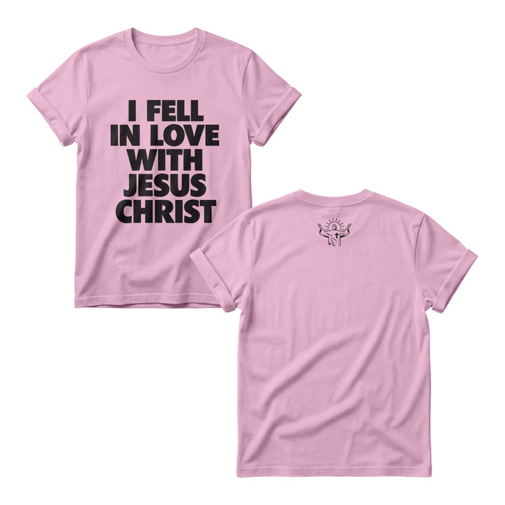 Christianartworkshop Ich habe mich in Jesus Christus verliebt – Damen-Rundhalspullover mit vertikalem, kräftigem Blockdruck auf der Vorderseite - Rosa - 4XL - image 5
